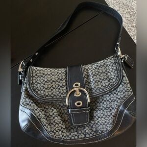 Vintage COACH Signature Black leather Jacquard Soho Satchel J0749-F10925